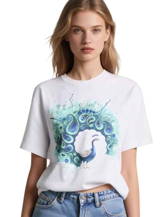 TAVUS KUŞU OVERSİZED UNİSEX T-SHİRT