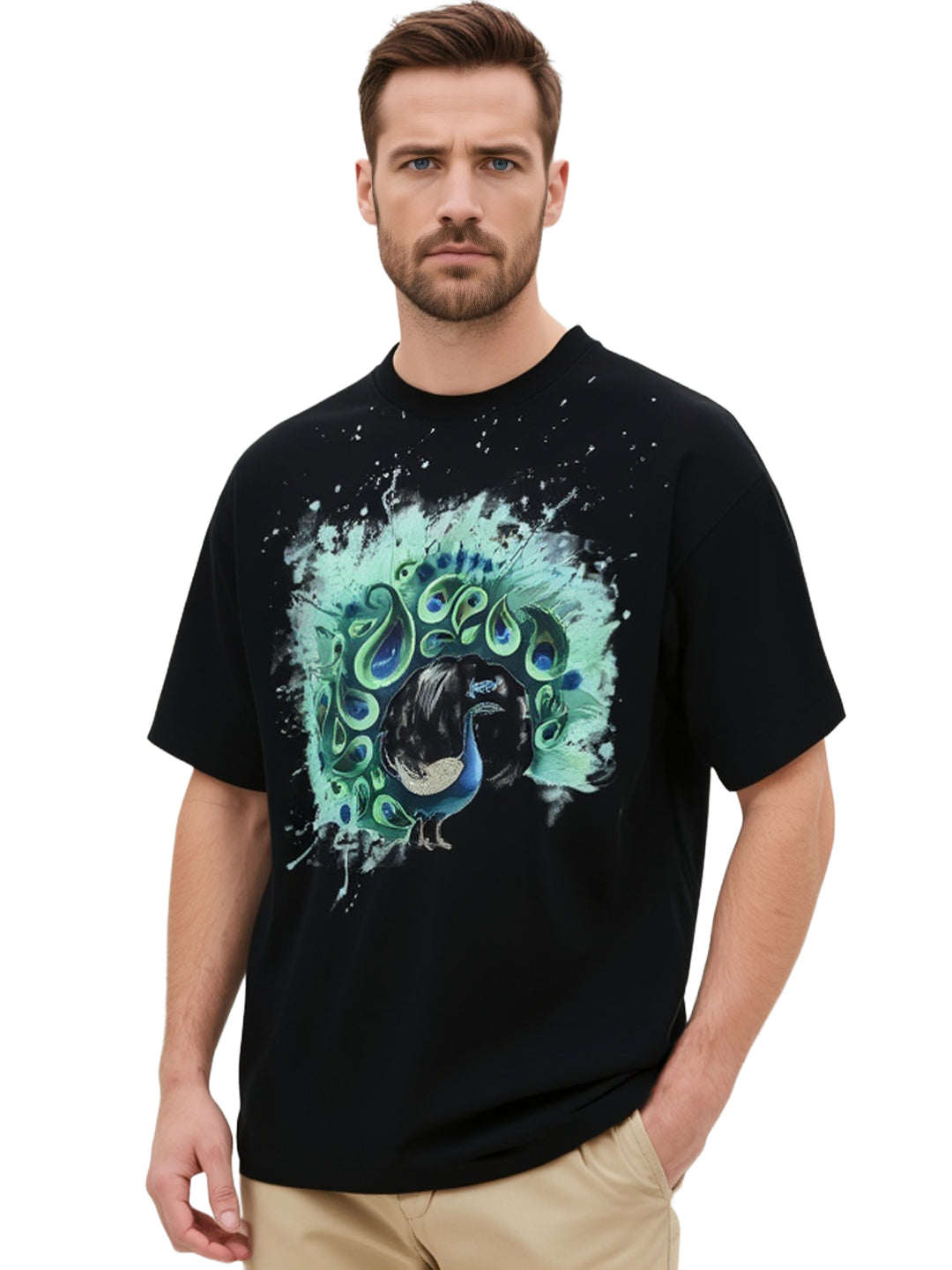 PEACOCK OVERSIZED UNISEX T-SHIRT